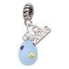 Silver Plated Light Blue Easter Egg with Multicolored Crystal Dots - Silver Plated Twist Rope Bead Charm Dangle with Mini Year 2026: Year to Remember Jewelry Gift - Celebrations