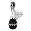 Black Easter Egg with Clear Crystal Band - Silver Plated Twist Rope Bead Charm Dangle with Mini Year 2026: Year to Remember Jewelry Gift - Celebrations