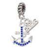 Silver Plated Blue Crystal Anchor - Silver Plated Twist Rope Bead Charm Dangle with Mini Year 2026: Year to Remember Jewelry Gift - Celebrations