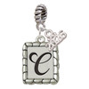 Silver Plated Pebble Border Initial - C - Silver Plated Twist Rope Bead Charm Dangle with Mini Year 2026: Year to Remember Jewelry Gift - Celebrations