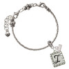 Silver Plated Pebble Border Initial - I - Silver Plated Twist Rope Bead Charm Dangle with Mini Year 2026 on a large hole bead bracelet Jewelry Ideas and Examples