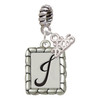 Silver Plated Pebble Border Initial - J - Silver Plated Twist Rope Bead Charm Dangle with Mini Year 2026: Year to Remember Jewelry Gift - Celebrations