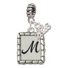 Silver Plated Pebble Border Initial - M - Silver Plated Twist Rope Bead Charm Dangle with Mini Year 2026: Year to Remember Jewelry Gift - Celebrations