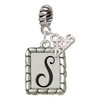 Silver Plated Pebble Border Initial - S - Silver Plated Twist Rope Bead Charm Dangle with Mini Year 2026: Year to Remember Jewelry Gift - Celebrations