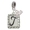 Silver Plated Pebble Border Initial - T - Silver Plated Twist Rope Bead Charm Dangle with Mini Year 2026: Year to Remember Jewelry Gift - Celebrations