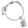 Silver Plated Pebble Border Initial - T - Silver Plated Twist Rope Bead Charm Dangle with Mini Year 2026 on a large hole bead bracelet Jewelry Ideas and Examples