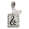 Silver Plated Pebble Border Initial - & - Silver Plated Twist Rope Bead Charm Dangle with Mini Year 2026: Year to Remember Jewelry Gift - Celebrations