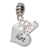 Silver Plated Small ''Aunt'' Heart with Clear Crystal - Silver Plated Twist Rope Bead Charm Dangle with Mini Year 2026: Year to Remember Jewelry Gift - Celebrations