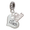 Silver Plated Small ''Coach'' Heart - Silver Plated Twist Rope Bead Charm Dangle with Mini Year 2026: Year to Remember Jewelry Gift - Celebrations