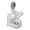Silver Plated Large ''Coach'' Heart - Silver Plated Twist Rope Bead Charm Dangle with Mini Year 2026: Year to Remember Jewelry Gift - Celebrations