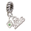 Silver Plated Mini August - Lime Green Crystal Heart - Silver Plated Twist Rope Bead Charm Dangle with Mini Year 2026: Year to Remember Jewelry Gift - Celebrations