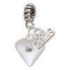 Silver Plated Large April - Clear Crystal Heart - Silver Plated Twist Rope Bead Charm Dangle with Mini Year 2026: Year to Remember Jewelry Gift - Celebrations