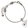 Silver Plated Large May - Green Crystal Heart - Silver Plated Twist Rope Bead Charm Dangle with Mini Year 2026 on a large hole bead bracelet Jewelry Ideas and Examples