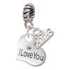 Silver Plated Small I Love You Heart - Silver Plated Twist Rope Bead Charm Dangle with Mini Year 2026: Year to Remember Jewelry Gift - Celebrations