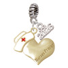 Two-tone Nurse's Prayer Heart - Healing Hand - Silver Plated Twist Rope Bead Charm Dangle with Mini Year 2026: Year to Remember Jewelry Gift - Celebrations