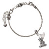 Antiqued Teddy Bear - Silver Plated Twist Rope Bead Charm Dangle with Mini Year 2026 on a large hole bead bracelet Jewelry Ideas and Examples