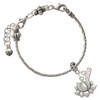 Medium Lotus Flower - Silver Plated Twist Rope Bead Charm Dangle with Mini Year 2026 on a large hole bead bracelet Jewelry Ideas and Examples