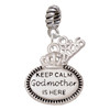 Keep Calm Godmother is Here - Silver Plated Twist Rope Bead Charm Dangle with Mini Year 2026: Year to Remember Jewelry Gift - Celebrations