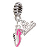Silver Plated Mini Hot Pink Running Shoe - Silver Plated Twist Rope Bead Charm Dangle with Mini Year 2026: Year to Remember Jewelry Gift - Celebrations