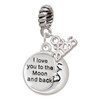 Silver Plated I Love You to the Moon and Back - Silver Plated Twist Rope Bead Charm Dangle with Mini Year 2026: Year to Remember Jewelry Gift - Celebrations