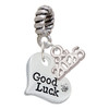 Silver Plated Small Good Luck Heart - Silver Plated Twist Rope Bead Charm Dangle with Mini Year 2026: Year to Remember Jewelry Gift - Celebrations