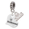 Silver Plated Small Bridesmaid Heart - Silver Plated Twist Rope Bead Charm Dangle with Mini Year 2026: Year to Remember Jewelry Gift - Celebrations
