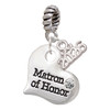 Silver Plated Large Matron of Honor Heart - Silver Plated Twist Rope Bead Charm Dangle with Mini Year 2026: Year to Remember Jewelry Gift - Celebrations