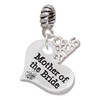 Silver Plated Large Mother of the Bride Heart - Silver Plated Twist Rope Bead Charm Dangle with Mini Year 2026: Year to Remember Jewelry Gift - Celebrations