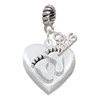 Silver Plated Baby Feet Heart Locket - Silver Plated Twist Rope Bead Charm Dangle with Mini Year 2026: Year to Remember Jewelry Gift - Celebrations