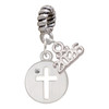 Silver Plated Cross Silhouette - Silver Plated Twist Rope Bead Charm Dangle with Mini Year 2026: Year to Remember Jewelry Gift - Celebrations