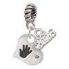 Silver Plated Hand Print Heart - Silver Plated Twist Rope Bead Charm Dangle with Mini Year 2026: Year to Remember Jewelry Gift - Celebrations