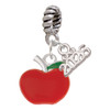 Silver Plated Small Red Apple - Silver Plated Twist Rope Bead Charm Dangle with Mini Year 2026: Year to Remember Jewelry Gift - Celebrations