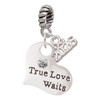 Silver Plated Large True Love Waits Heart - Silver Plated Twist Rope Bead Charm Dangle with Mini Year 2026: Year to Remember Jewelry Gift - Celebrations
