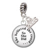 Silver Plated Domed She Believed She Could So She Did - Silver Plated Twist Rope Bead Charm Dangle with Mini Year 2026: Year to Remember Jewelry Gift - Celebrations