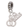 Silver Plated Mini Handcuffs - Silver Plated Twist Rope Bead Charm Dangle with Mini Year 2026: Year to Remember Jewelry Gift - Celebrations