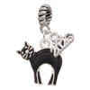 Silver Plated Black Standing Cat - Silver Plated Twist Rope Bead Charm Dangle with Mini Year 2026: Year to Remember Jewelry Gift - Celebrations