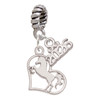 Silver Plated Stallion Silhouette Heart - Silver Plated Twist Rope Bead Charm Dangle with Mini Year 2026: Year to Remember Jewelry Gift - Celebrations