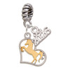 Two-tone Stallion Silhouette Heart - Silver Plated Twist Rope Bead Charm Dangle with Mini Year 2026: Year to Remember Jewelry Gift - Celebrations