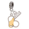 Two-tone Cat Silhouette Heart - Silver Plated Twist Rope Bead Charm Dangle with Mini Year 2026: Year to Remember Jewelry Gift - Celebrations