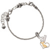 Two-tone Chihuahua Silhouette Heart - Silver Plated Twist Rope Bead Charm Dangle with Mini Year 2026 on a large hole bead bracelet Jewelry Ideas and Examples