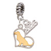 Two-tone Labrador Silhouette Heart - Silver Plated Twist Rope Bead Charm Dangle with Mini Year 2026: Year to Remember Jewelry Gift - Celebrations