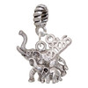 Silver Plated Elephant with Baby - Silver Plated Twist Rope Bead Charm Dangle with Mini Year 2026: Year to Remember Jewelry Gift - Celebrations