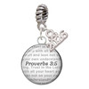Silver Plated Domed Proverbs 3:5 - Silver Plated Twist Rope Bead Charm Dangle with Mini Year 2026: Year to Remember Jewelry Gift - Celebrations