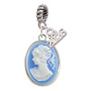 Silver Plated Small Blue Oval Cameo - Silver Plated Twist Rope Bead Charm Dangle with Mini Year 2026: Year to Remember Jewelry Gift - Celebrations