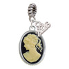 Silver Plated Small Black Oval Cameo - Silver Plated Twist Rope Bead Charm Dangle with Mini Year 2026: Year to Remember Jewelry Gift - Celebrations