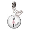 Silver Plated Domed Pink Ballet Dancer - Silver Plated Twist Rope Bead Charm Dangle with Mini Year 2026: Year to Remember Jewelry Gift - Celebrations