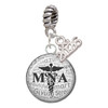 Silver Plated Domed Black MNA - Silver Plated Twist Rope Bead Charm Dangle with Mini Year 2026: Year to Remember Jewelry Gift - Celebrations