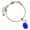 Silver Plated Small Blue Imitation Cat's Eye - Silver Plated Twist Rope Bead Charm Dangle with Mini Year 2026 on a large hole bead bracelet Jewelry Ideas and Examples