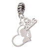 Silver Plated Girl Silhouette in Heart - Silver Plated Twist Rope Bead Charm Dangle with Mini Year 2026: Year to Remember Jewelry Gift - Celebrations