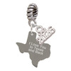 Stainless Steel I Love You to Texas - Silver Plated Twist Rope Bead Charm Dangle with Mini Year 2026: Year to Remember Jewelry Gift - Celebrations